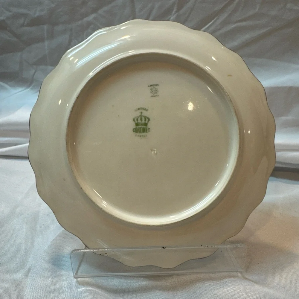 Antique Limoges Coronet Yellow Rose Plate Set 7.5”, Circa 1906-1920, HandPainted - Picture 6 of 8